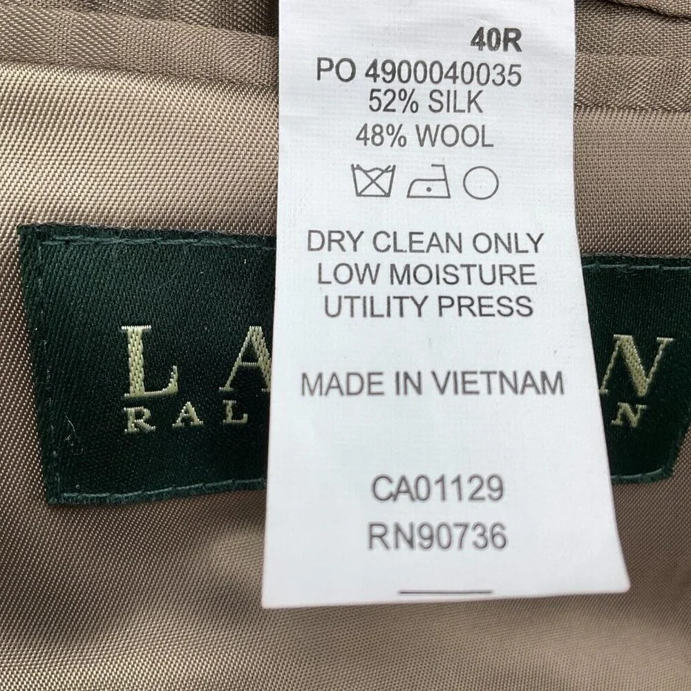 Lauren Ralph Lauren Blazer Men 40R‎ Purple Tan Prince Edward Plaid Silk Wool
